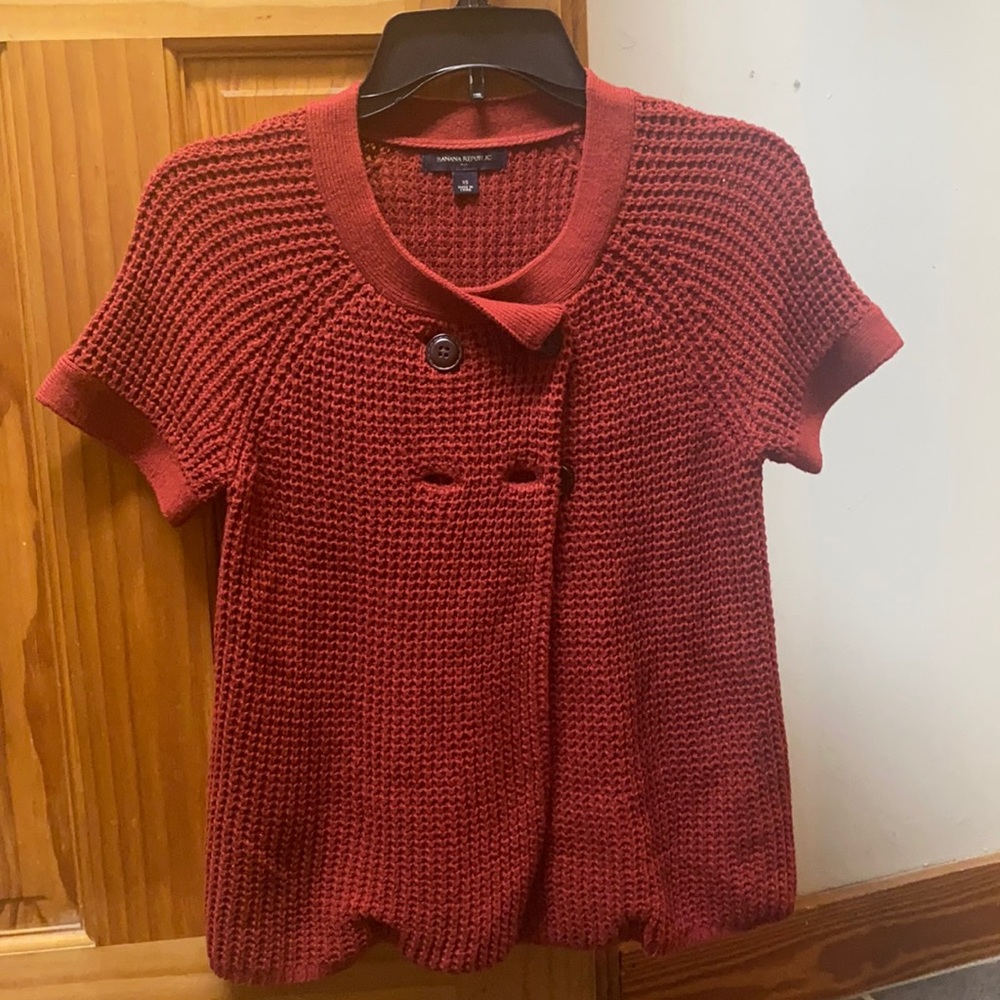 Banana Republic short sleeve button sweater